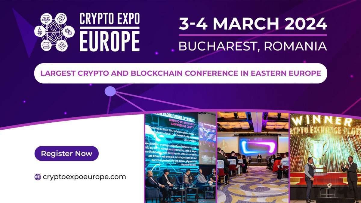 Attendees networking at Crypto Expo Europe 2024 in Bucharest, Romania, showcasing engaging panel discussions, award-winning cryptocurrency platforms, and the largest blockchain conference in Eastern Europe