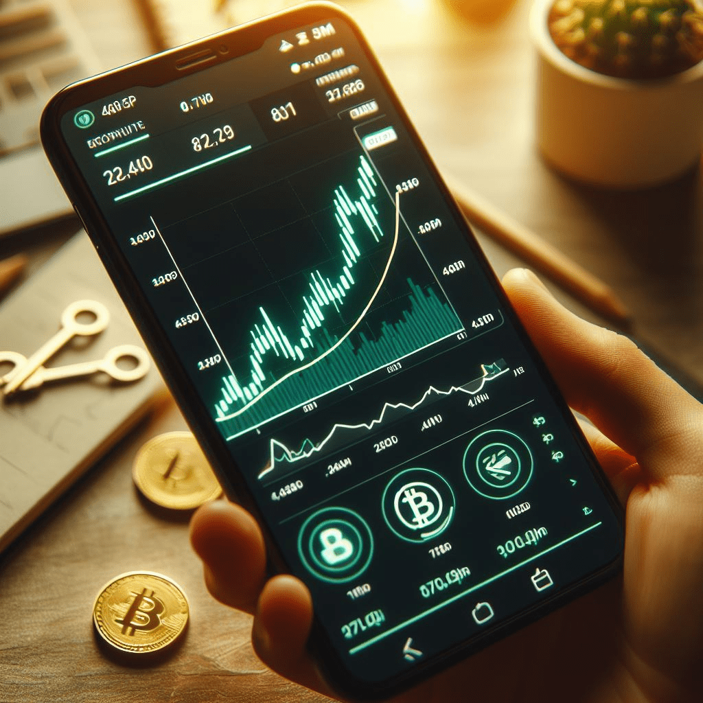 A graph showing the bitcoin price rise in 2024 with a green arrow and text

