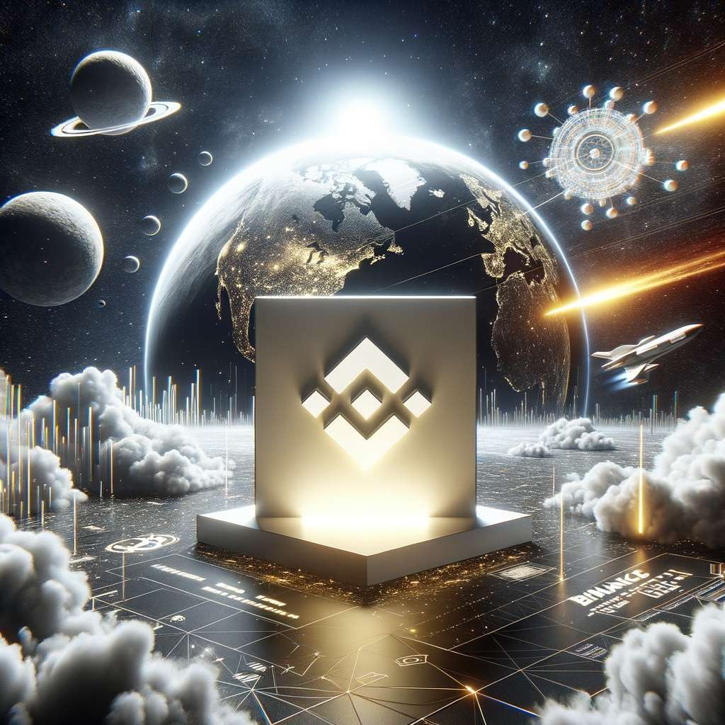 Futuristic Binance logo glowing on a digital platform with a space-themed background, showcasing enhanced security measures to prevent account misuse and ensure platform integrity